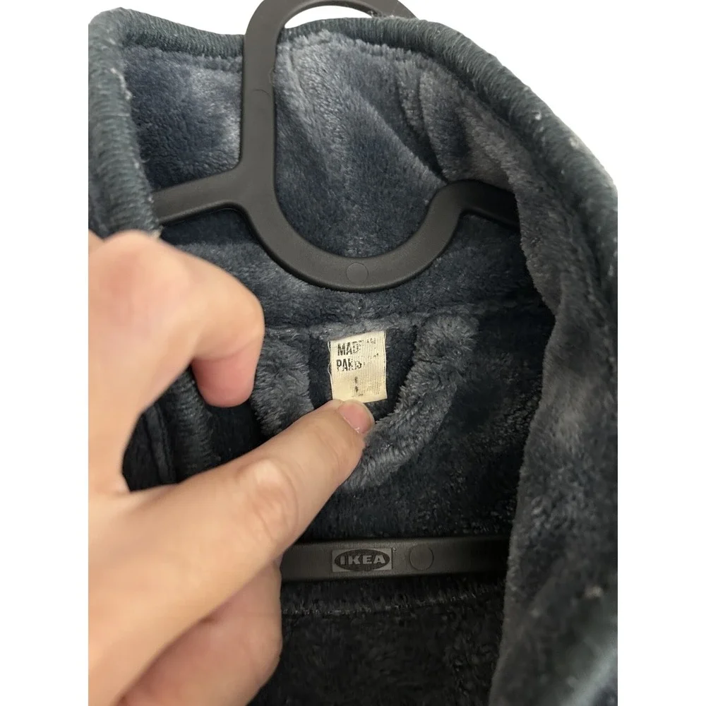 NY Threads Fleece Robe Mens Large Charcoal Grey Excellent Plush Shawl Collar L